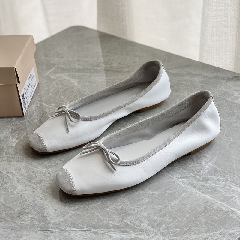 Damen Flache Ballerinas mit zierlichem Schleifenakzent EB