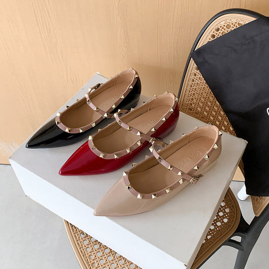 Damen Ballerinas mit verstellbarem Riemchen und luxuriösem Glanz EB