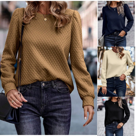 Damen Strukturierter Pullover mit puffärmeligen Details EB