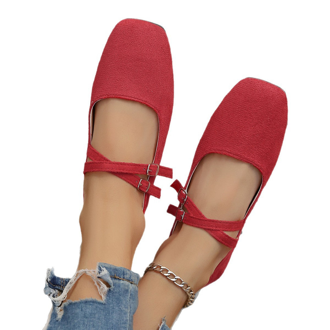 Damen Ballerinas mit gekreuzten Riemen EB