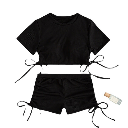 Damen Sportliches Crop-Top und Shorts Set EB