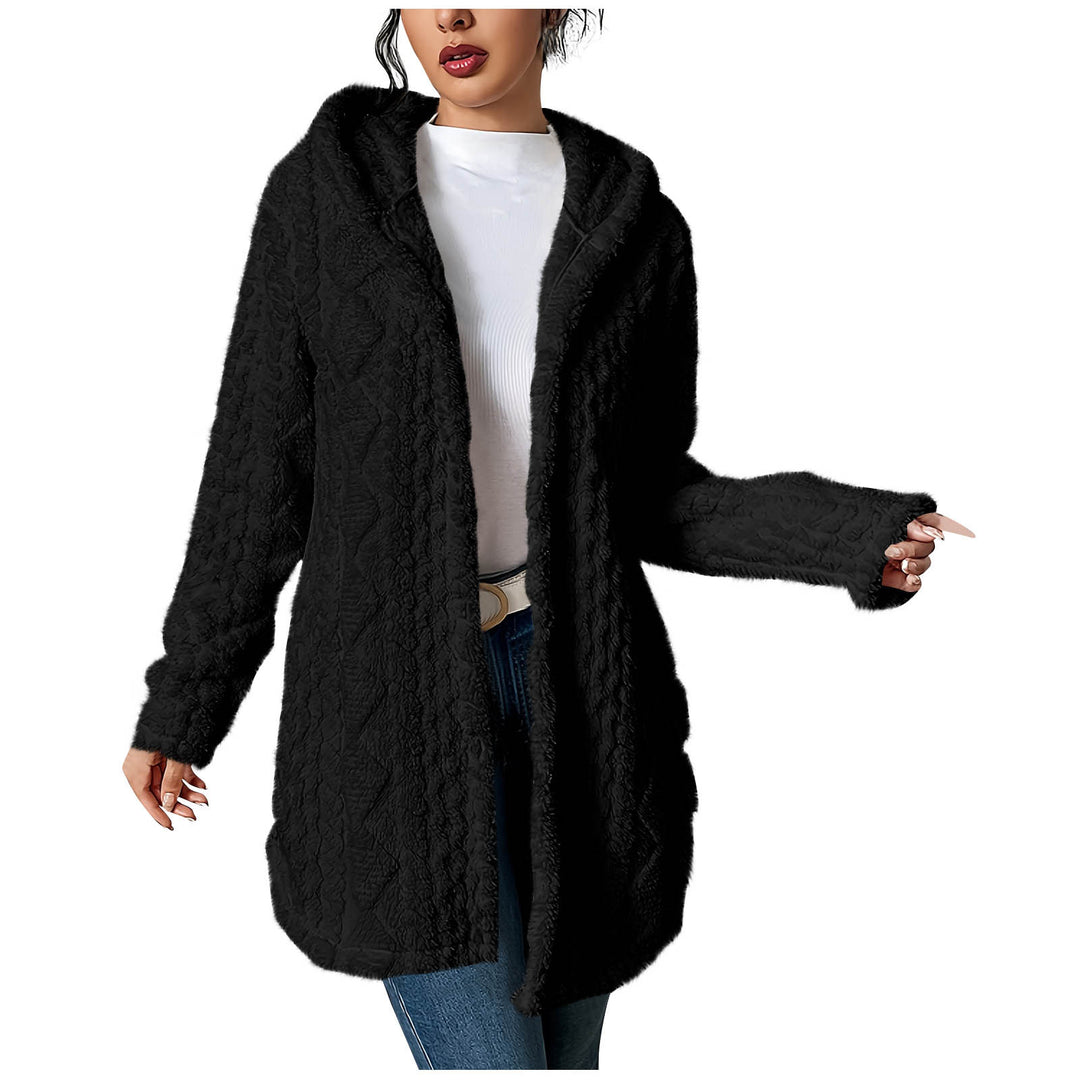 Damen Kuschelige Cardiganjacke mit Kapuze aus weichem Fleece EB