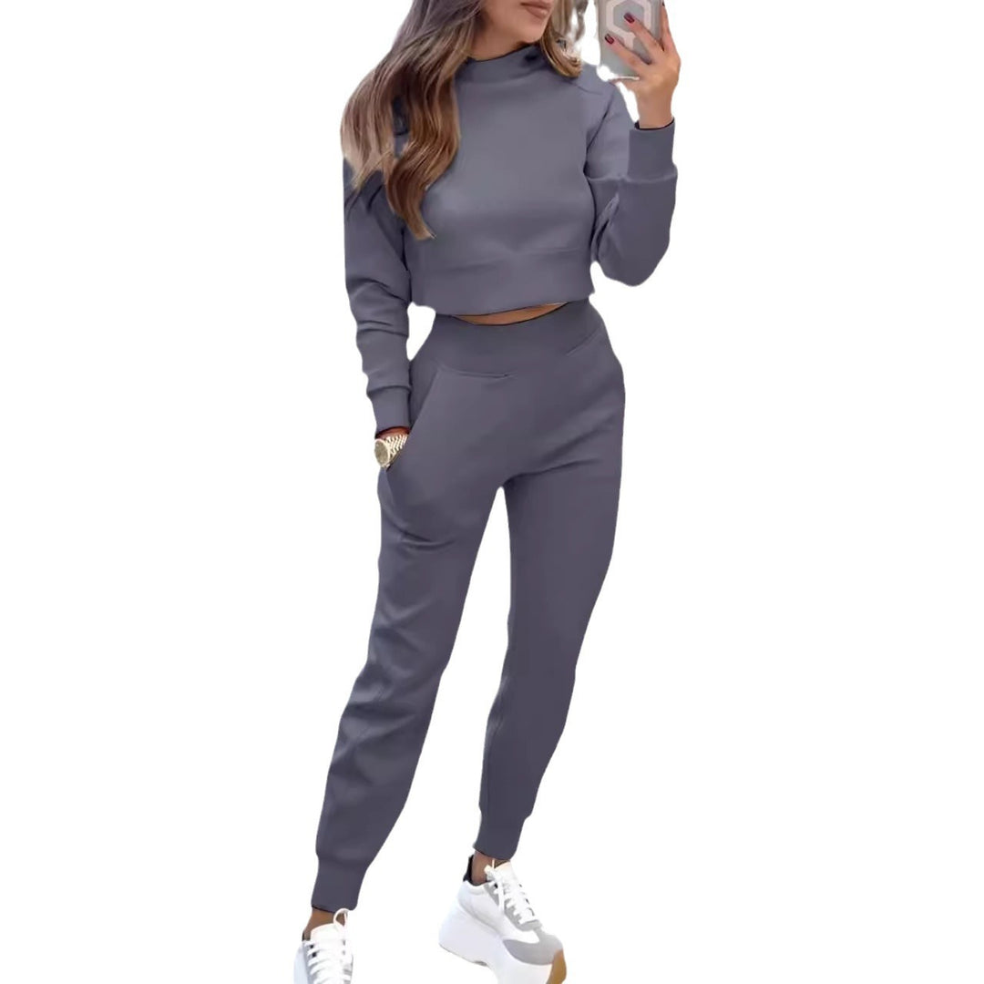 Damen Sportliches Loungewear-Set mit modischem Cropped-Oberteil und bequemen Jogginghosen EB