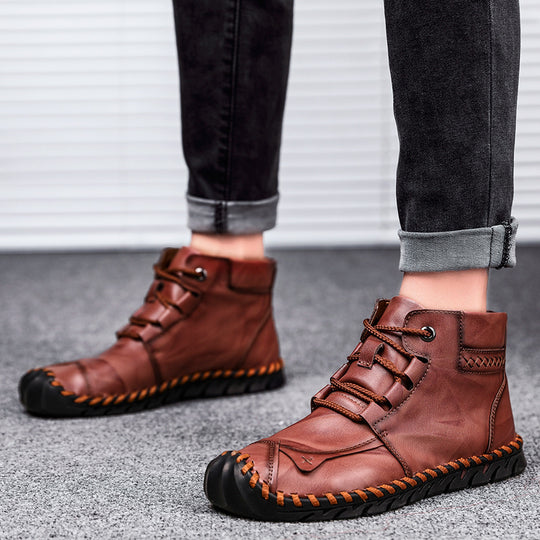 Damen elegante und bequeme Lederstiefeletten EB