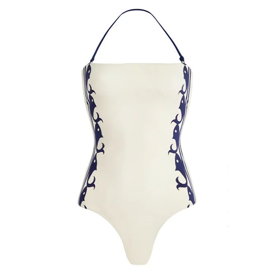 Damen Einteiler Badeanzug mit raffiniertem Cut-Out und dekorativen Schleifen EB