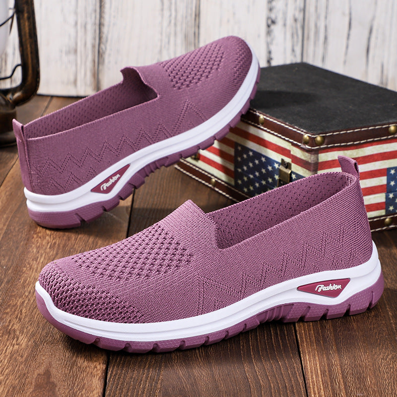 Damen Slip-On Laufschuhe mit luftdurchlässigem Strickdesign und dämpfender Sohle EB
