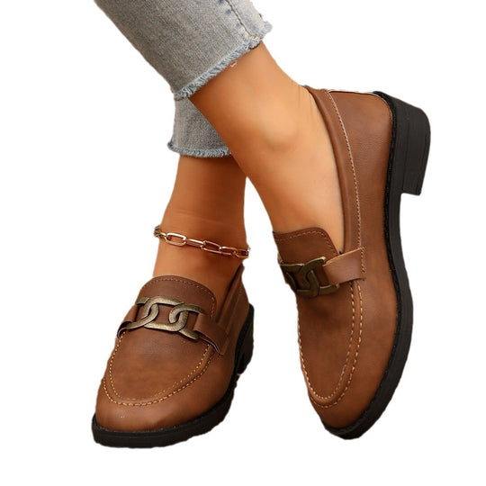 Damen elegante Mokassins mit modischem Kettendesign EB