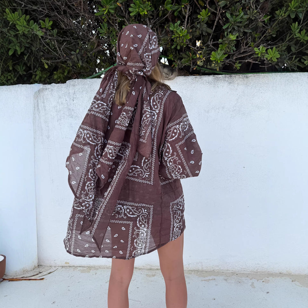 Damen Kimono-Jacke mit eleganter Bandana-Optik und taillierbarem Design EB