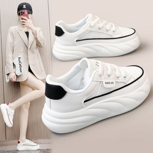 Damen trendige Chunky Sneakers mit hochgezogener Sohle und atmungsaktivem Obermaterial EB