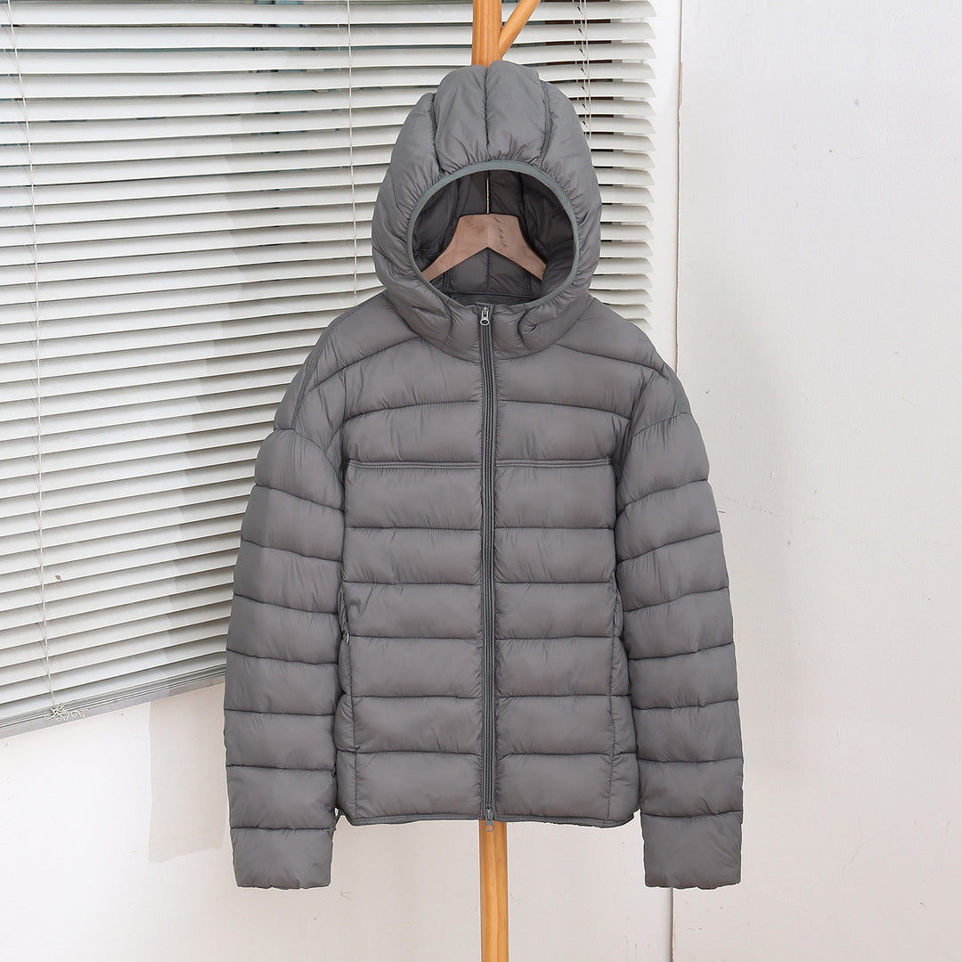 Damen nan ultraleichte Steppkurzjacke mit Thermo-Isolierung, ergonomischer Kapuze und packbarem Design EB