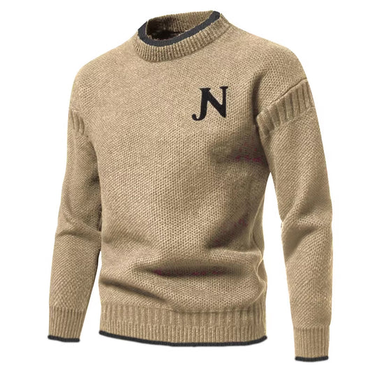 Herren Strukturierter Strickpullover mit Rundhalsausschnitt EB
