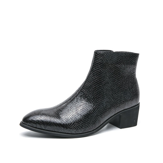 Damen Modische Ankle Boots mit schickem Schlangenleder-Design EB