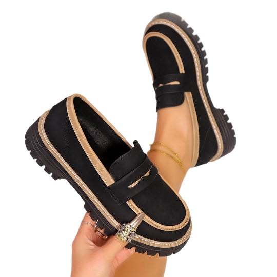 Damen Klassische Loafer mit rutschfester Sohle und glänzendem Finish EB