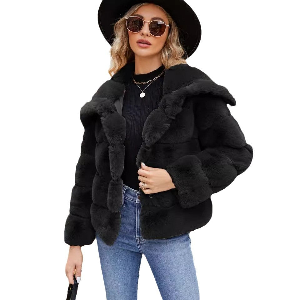 Damen Fleece-Puffjacke mit Kapuze EB