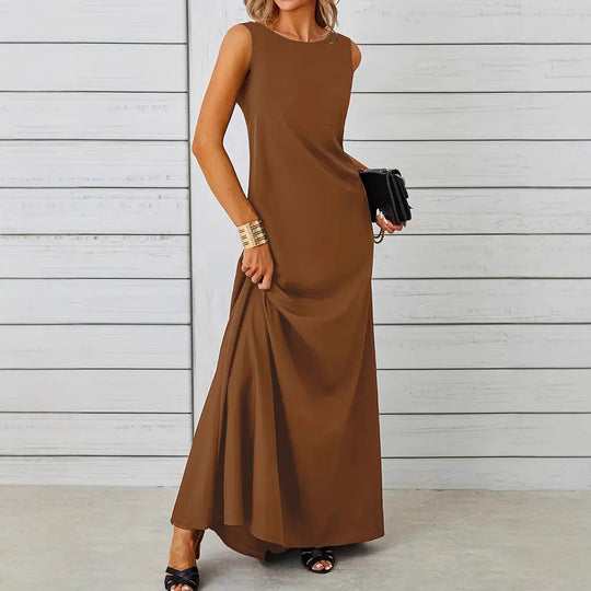 Damen elegantes Maxikleid mit schwingendem Saum und klassischem Schnitt EB