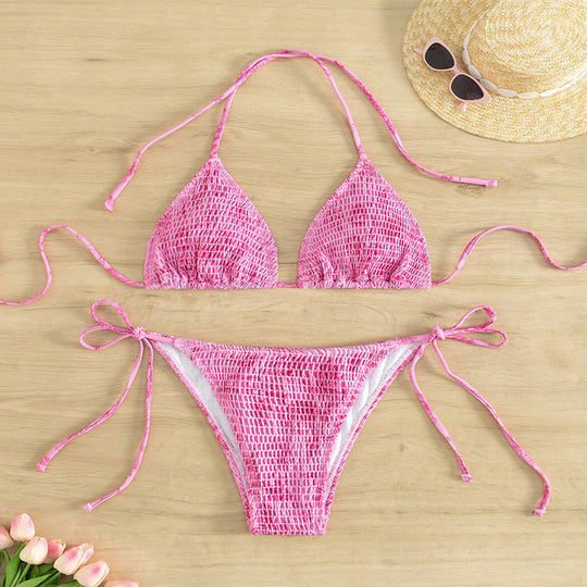 Damen Triangel-Bikini mit raffinierten Bindebändern und floralem Design EB