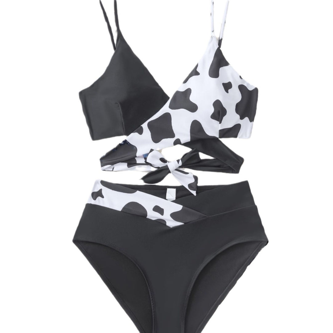 Damen Hoch geschnittener Bikini mit asymmetrischem Design und herausforderndem Look EB