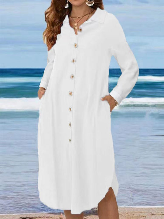 Damen Hemdkleid mit Knopfleiste und Seitenschlitzen EB
