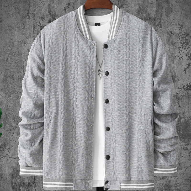 Herren stylische Bomberjacke mit strukturiertem Strickmuster und sportlichen Akzenten EB