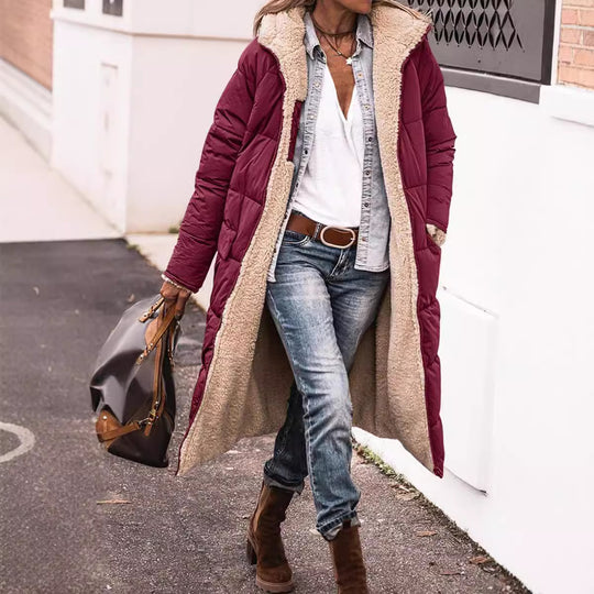 Damen Lange Gefütterte Winterjacke mit Luxuriösem Innenfutter EB