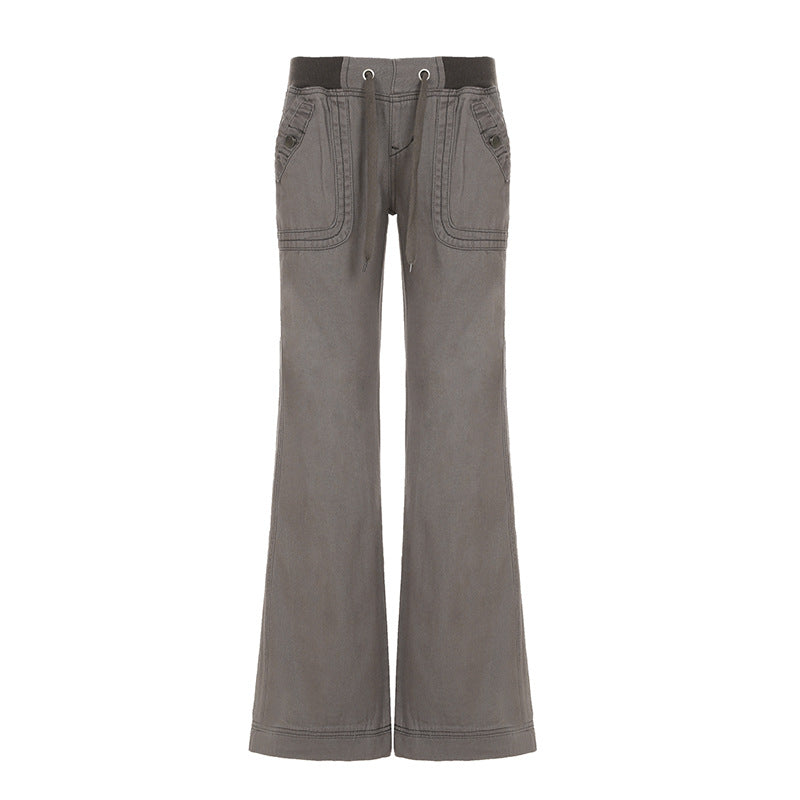 Damen nan Highwaist Schlaghose mit weitem Bein, hohem Bund und Gürtelschlaufen EB