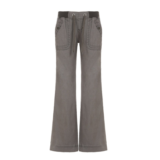 Damen nan Highwaist Schlaghose mit weitem Bein, hohem Bund und Gürtelschlaufen EB