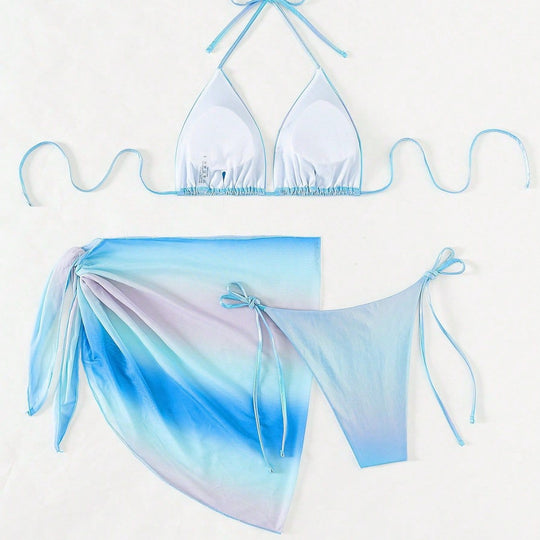 Damen Triangel-Bikini mit verspieltem Wickelrock EB