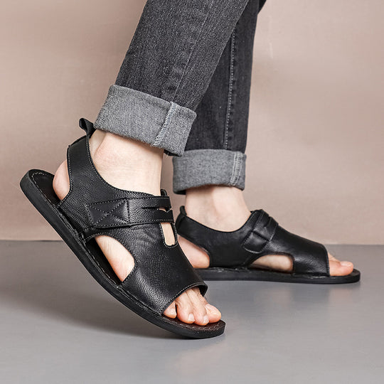 Herren Atmungsaktive Leder-Sandalen mit verstellbarem Riemen EB