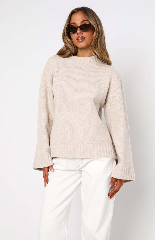 Damen Strickpullover mit weitem Schnitt und elegantem Rollkragen EB