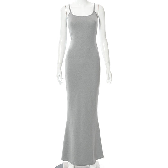 Damen Elegantes Maxikleid mit Spaghettiträgern und fließendem Schnitt EB