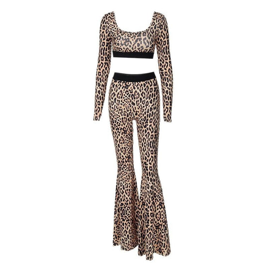 Damen Figurbetontes Flared Jumpsuit mit Animal-Print EB