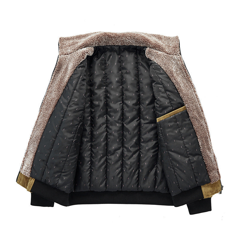 Herren Cord-Blouson im Pilotenstil mit durchgehendem Sherpa-Innenfutter und Pattentaschen EB
