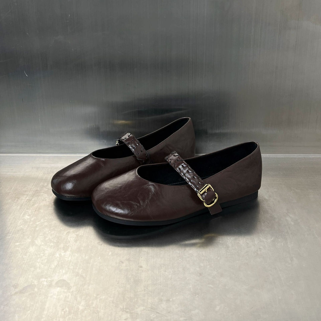 Damen Elegante Ballerinas mit modischem Riemenverschluss EB