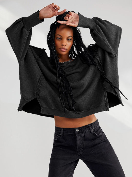 Damen Oversized Sweatshirt im entspannten Stil mit auffälligen Puffärmeln EB