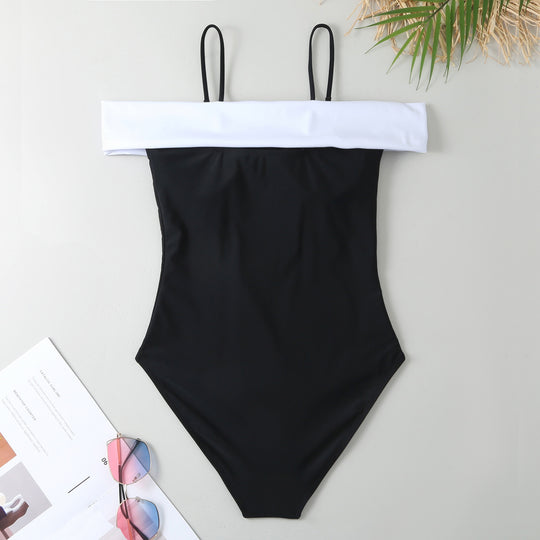 Damen Einteiler Badeanzug mit elegantem Wickel-Design und hohem Beinausschnitt EB