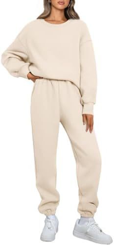Damen nan Relaxed-Loungewear-Set mit Oversize Rundhals-Sweatshirt und taillierter High-Waist Jogginghose aus French Terry EB