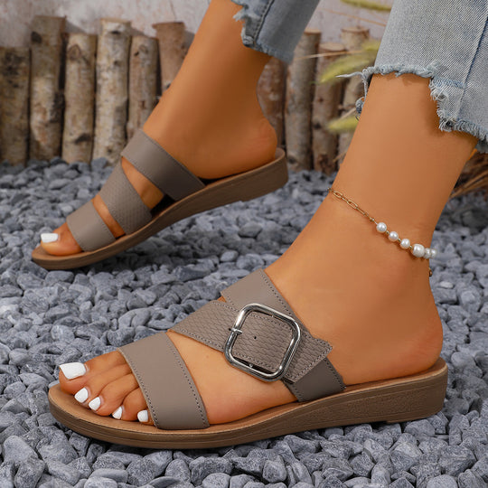 Damen Komfortable Riemchen-Sandalen mit dekorativem Schnallenverschluss EB