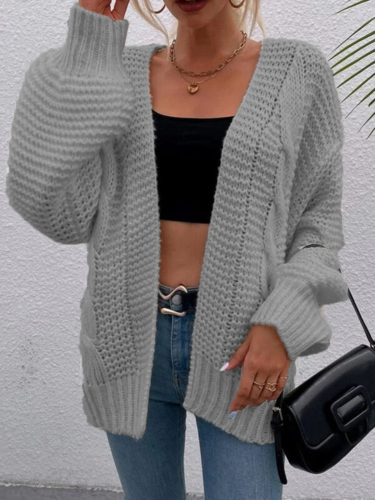 Damen Grobstrickcardigan mit offenen Taschen und oversize Passform EB