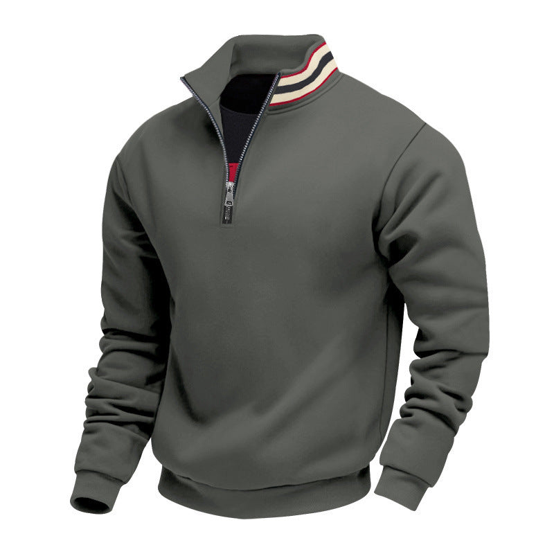 Herren nan Halbzip-Sweatshirt mit sportivem Ringkragen und weichem Fleece-Innenfutter EB
