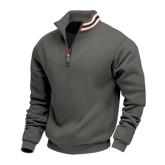 Herren nan Halbzip-Sweatshirt mit sportivem Ringkragen und weichem Fleece-Innenfutter EB