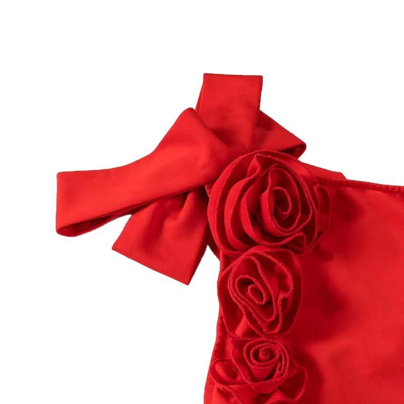 Damen Maxikleid mit verspieltem Halterneck und eleganter Schleifenbindung EB