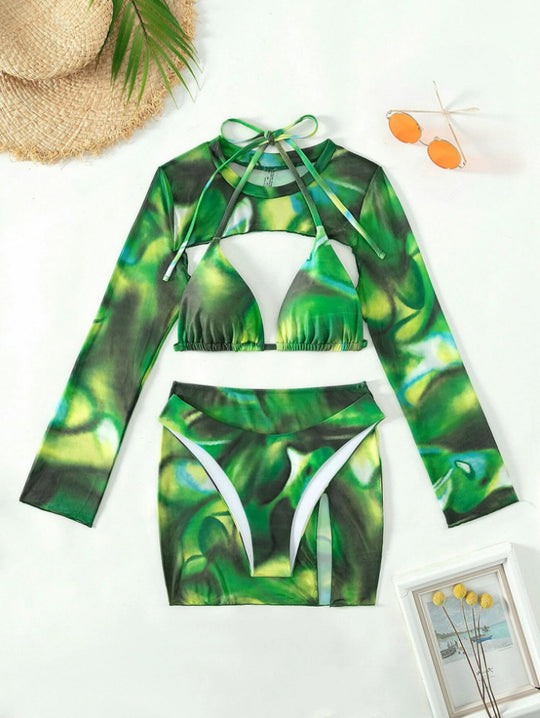 Damen Bikiniset mit langärmligem Oberteil EB