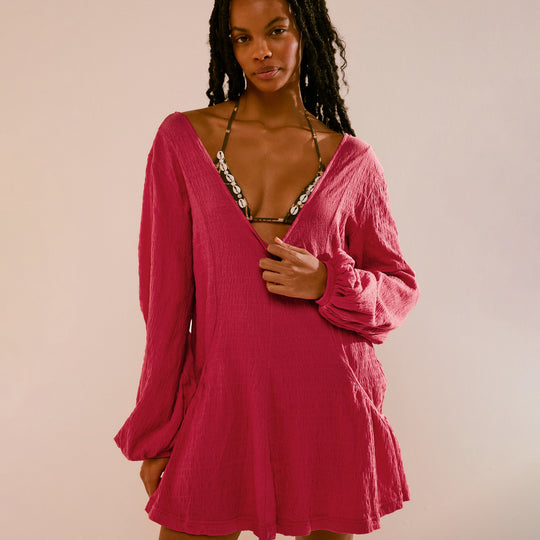 Damen lässiges Wickelkleid mit tiefem V-Ausschnitt und ärmellosem Design EB
