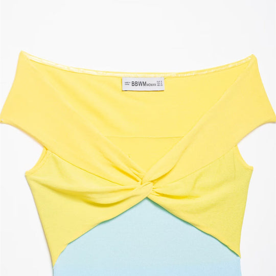 Damen Off-Shoulder Oberteil mit Knoten-Detail und Farbverlauf EB