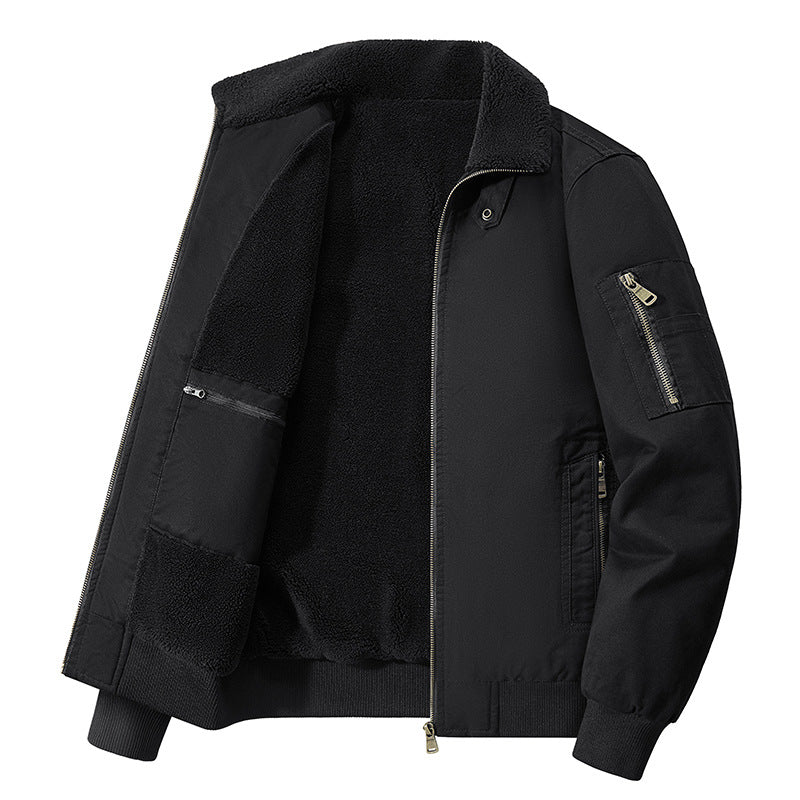 Men's  thermal sherpa-lined utility bomber jacket with inner zip stash pocket EB