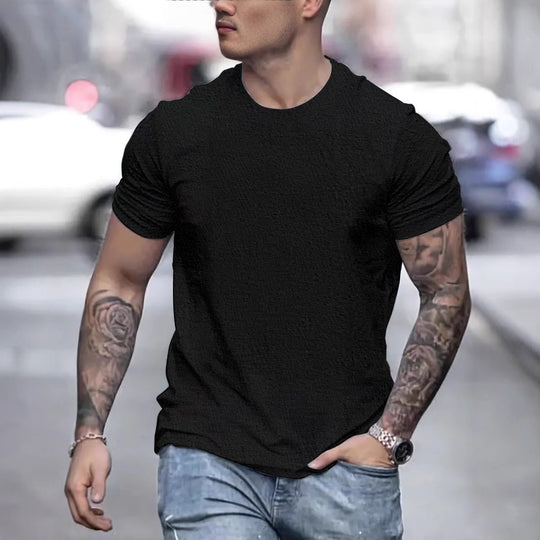 Herren lässiges T-Shirt mit strukturierter Oberfläche und bequemem Schnitt EB