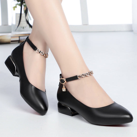 Damen Elegante Mary Jane Pumps mit verstellbarem Riemen und funkelndem Schmuckdetail EB