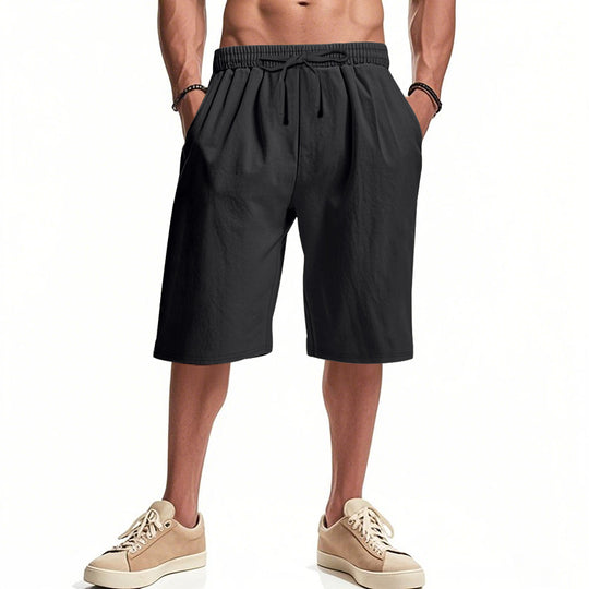 Herren nan lässige Bermudashorts aus Baumwollmix mit elastischem Bund Kordelzug und Seitentaschen EB