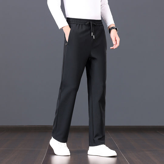 Herren elastische Freizeithose mit Tunnelzug, geradem Bein und verdeckten Reißverschlusstaschen EB