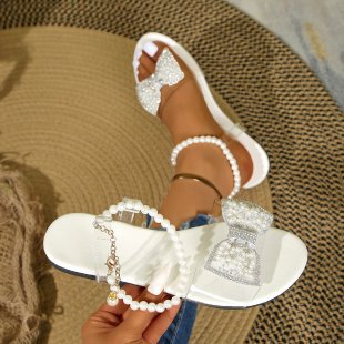 Damen elegante Badeschuhe mit funkelnder Schleifen-Applikation EB